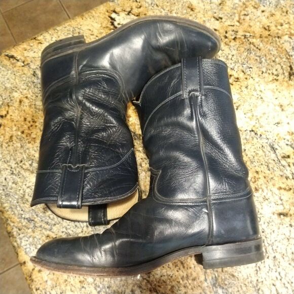 Justin 3024 Roper Boots - Mens - Size 9 EE - Blue Western Leather - Picture 7 of 12